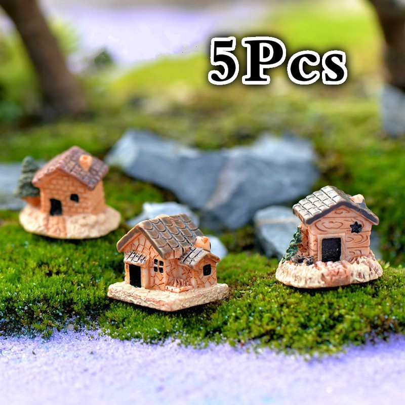 Kids Outdoor Swing Set - 5Pcs Mini Doll House Stone House