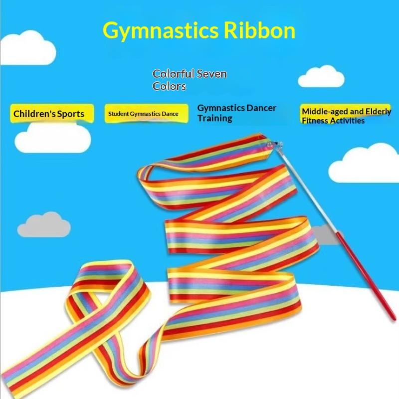 Kids Outdoor Balance Beam - Colorful Artistic Gymnastics Ribbon With Rod