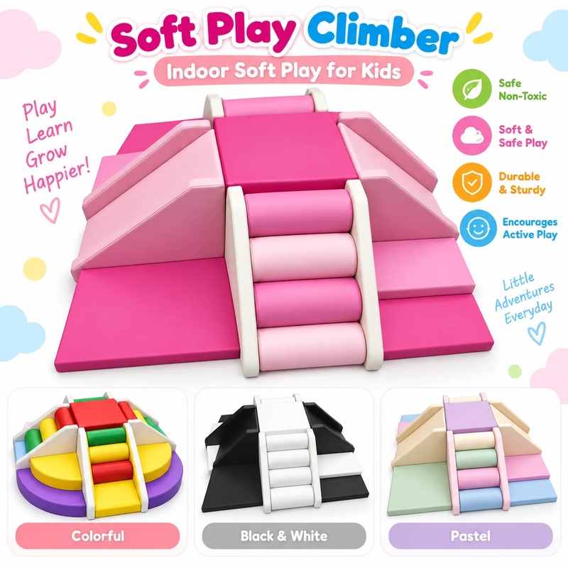 Kids Outdoor Play Area - Colorful White Pink Red Beige Soft