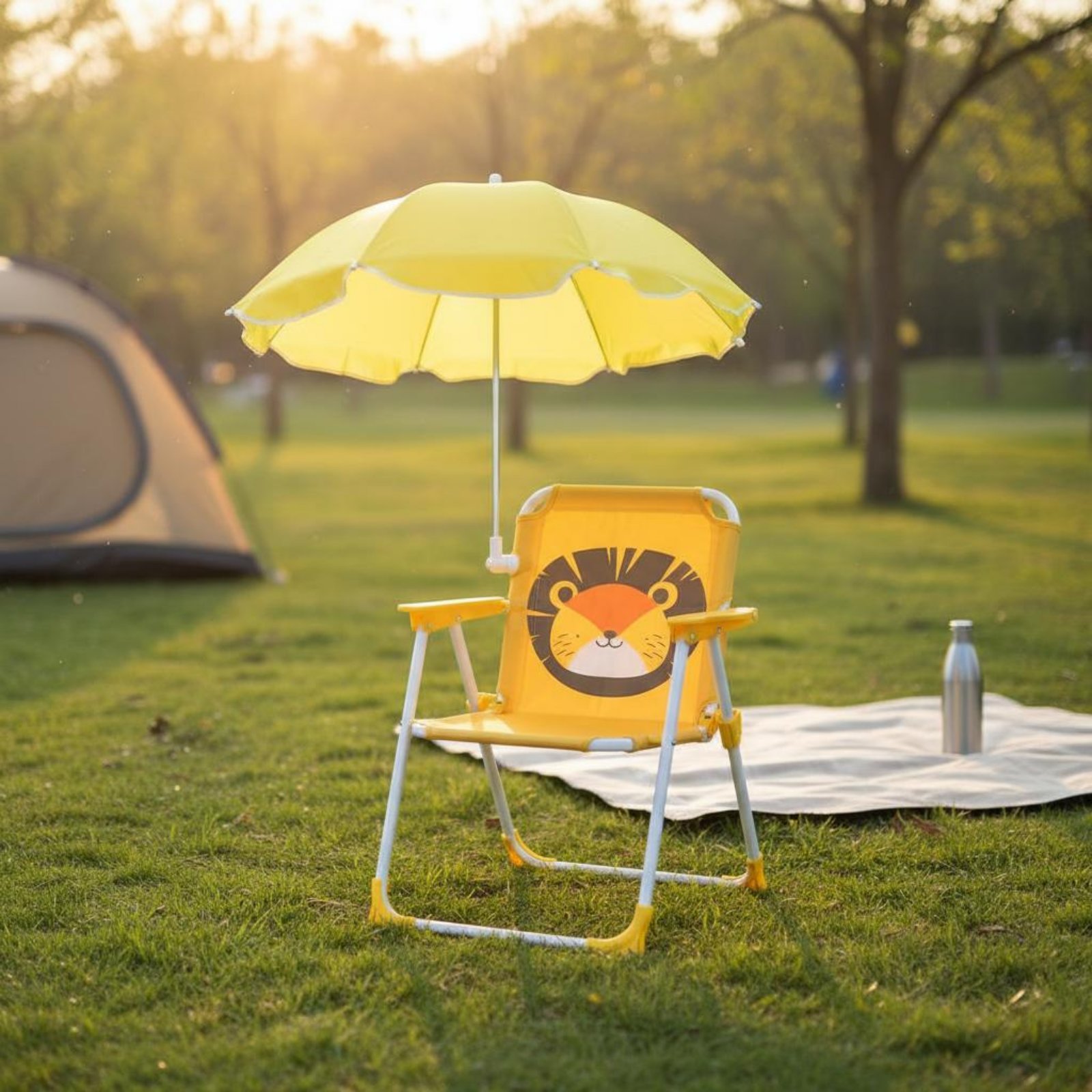 Kids Outdoor Umbrella Chair - Children's Portable Chair with Sun Shade