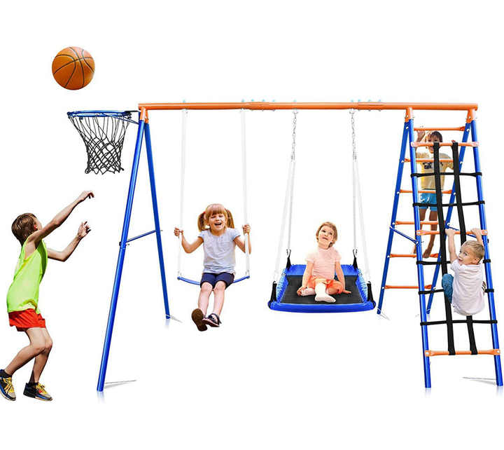 3-in-1 Kids Swing Slide Climbi - Kids Outdoor Swing Set With Slide 评论和价格
