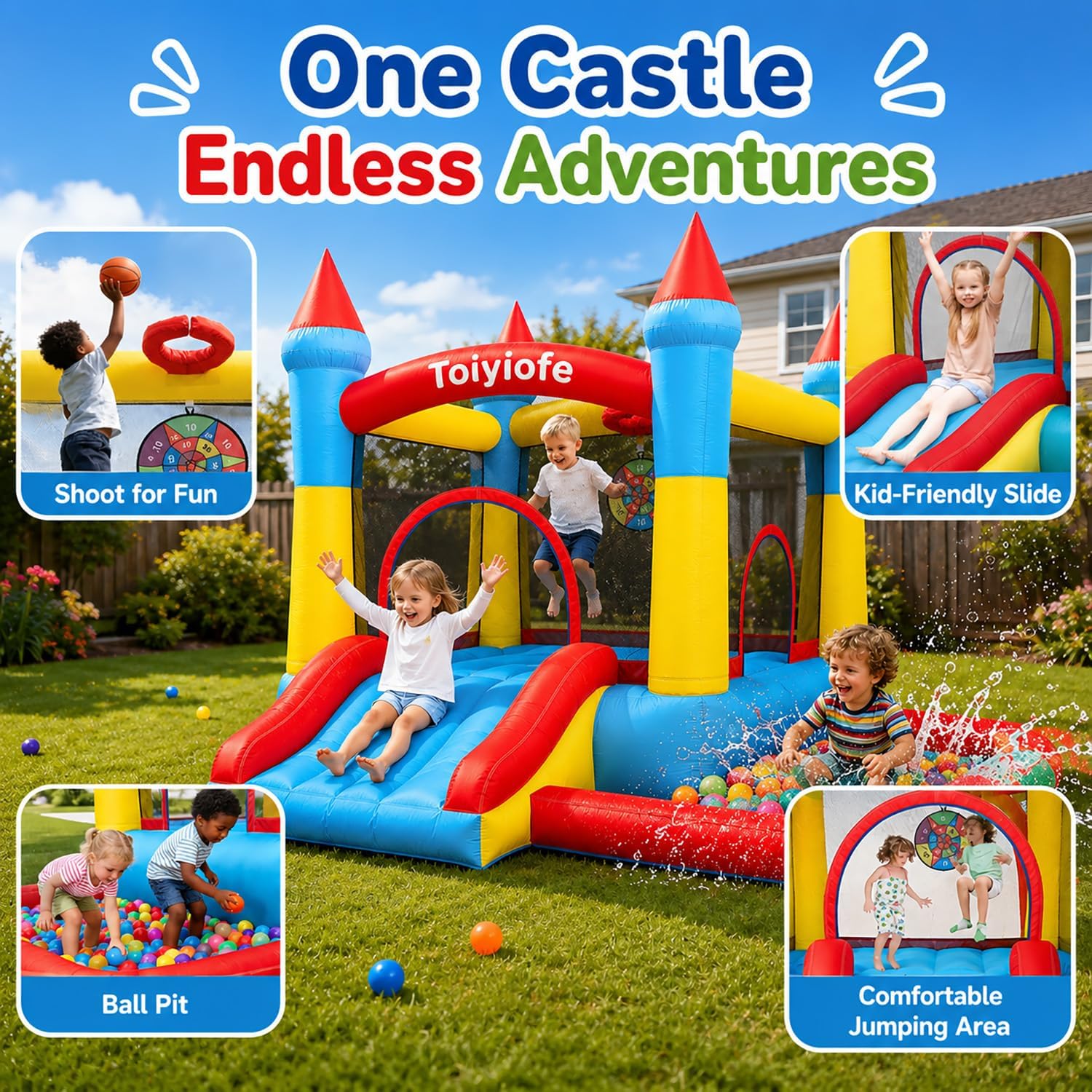 Bounce House for Kids 3-6, Tod - Kids Outdoor Jump House 评论和价格