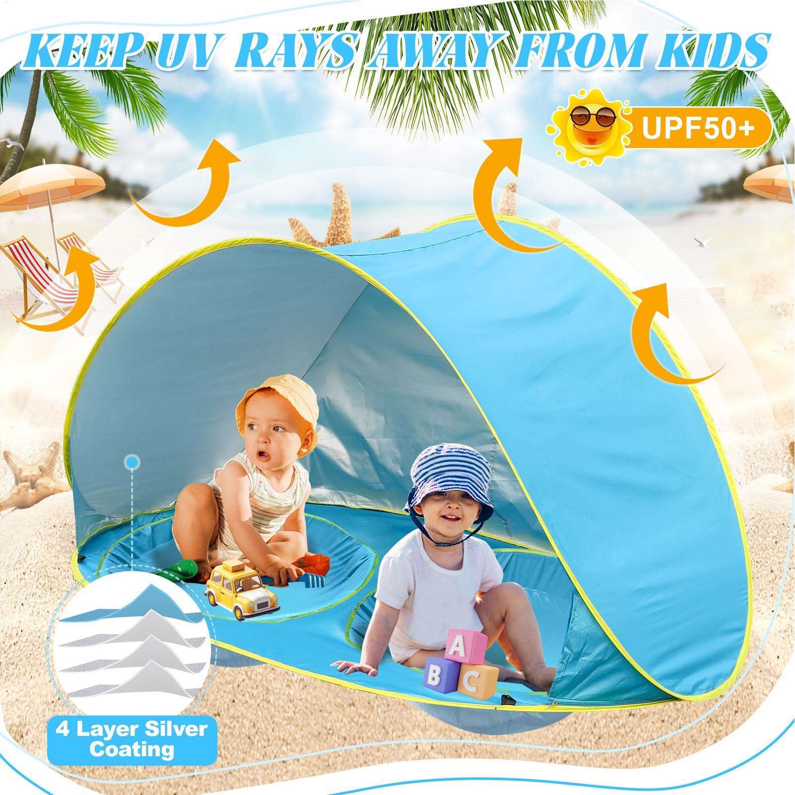 Kid Beach Tent With Pool UV Pr - Kids Outdoor Tent 评论和价格