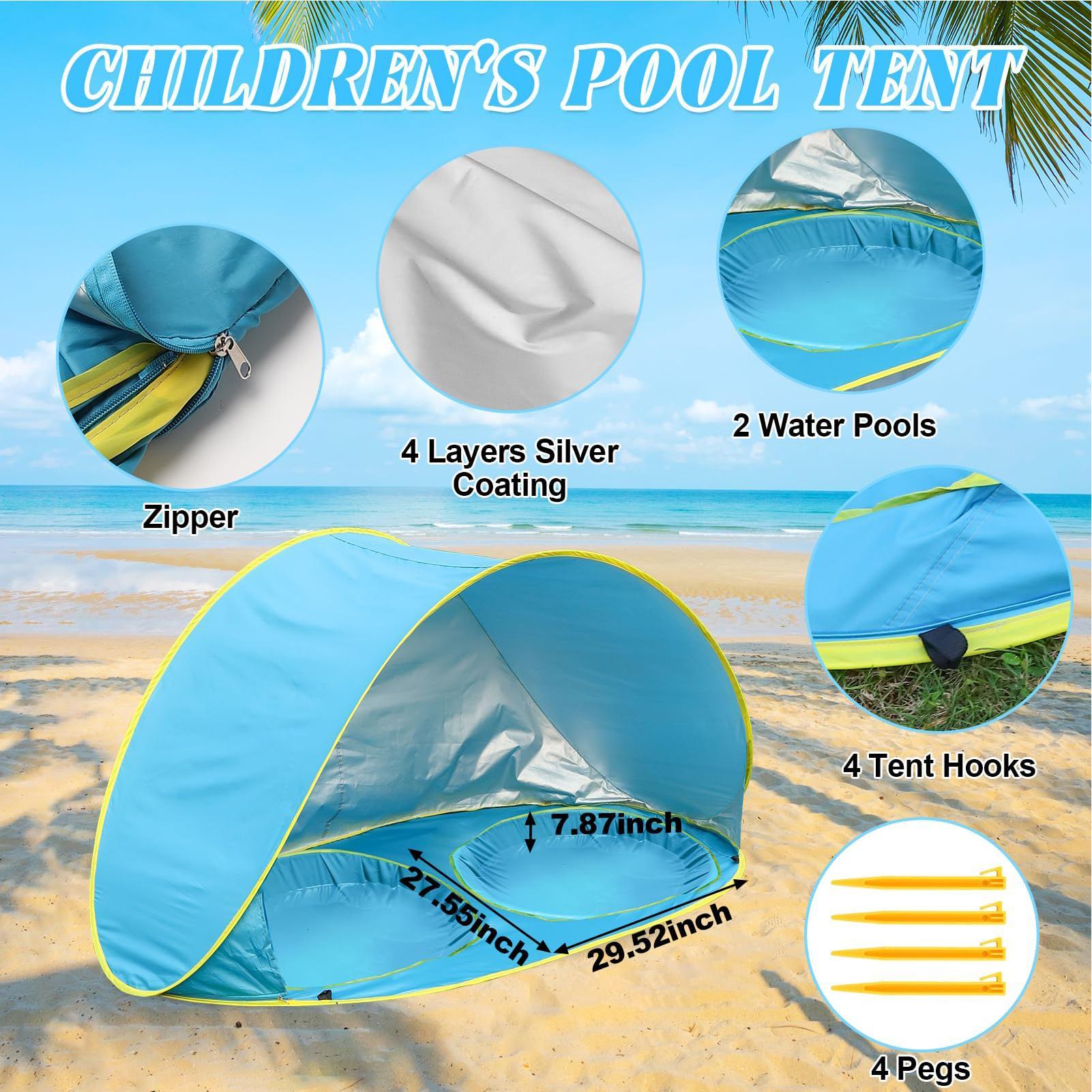 Kid Beach Tent With Pool UV Pr - Kids Outdoor Tent 评论和价格