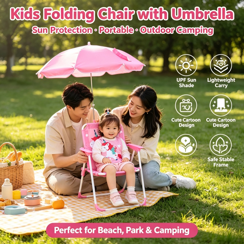 Kids Folding Chair with Sun Um - Kids Outdoor Umbrella Chair 评论和价格