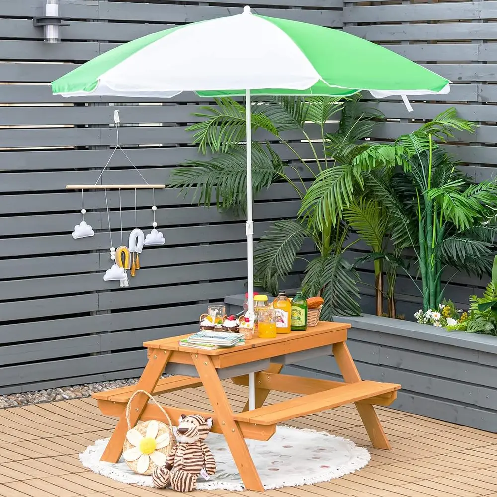 4-in-1 Wooden Sand & Water Pic - Kids Outdoor Furniture Set 评论和价格