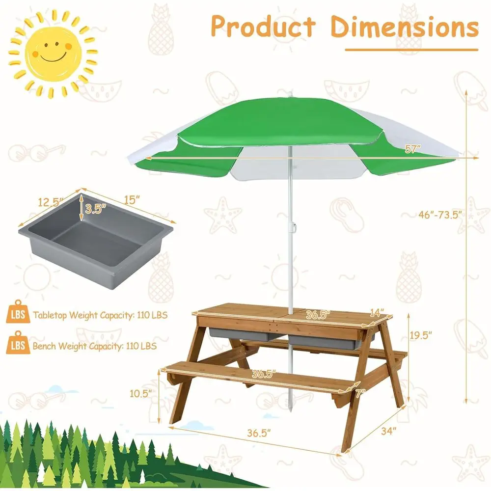 4-in-1 Wooden Sand & Water Pic - Kids Outdoor Furniture Set 评论和价格