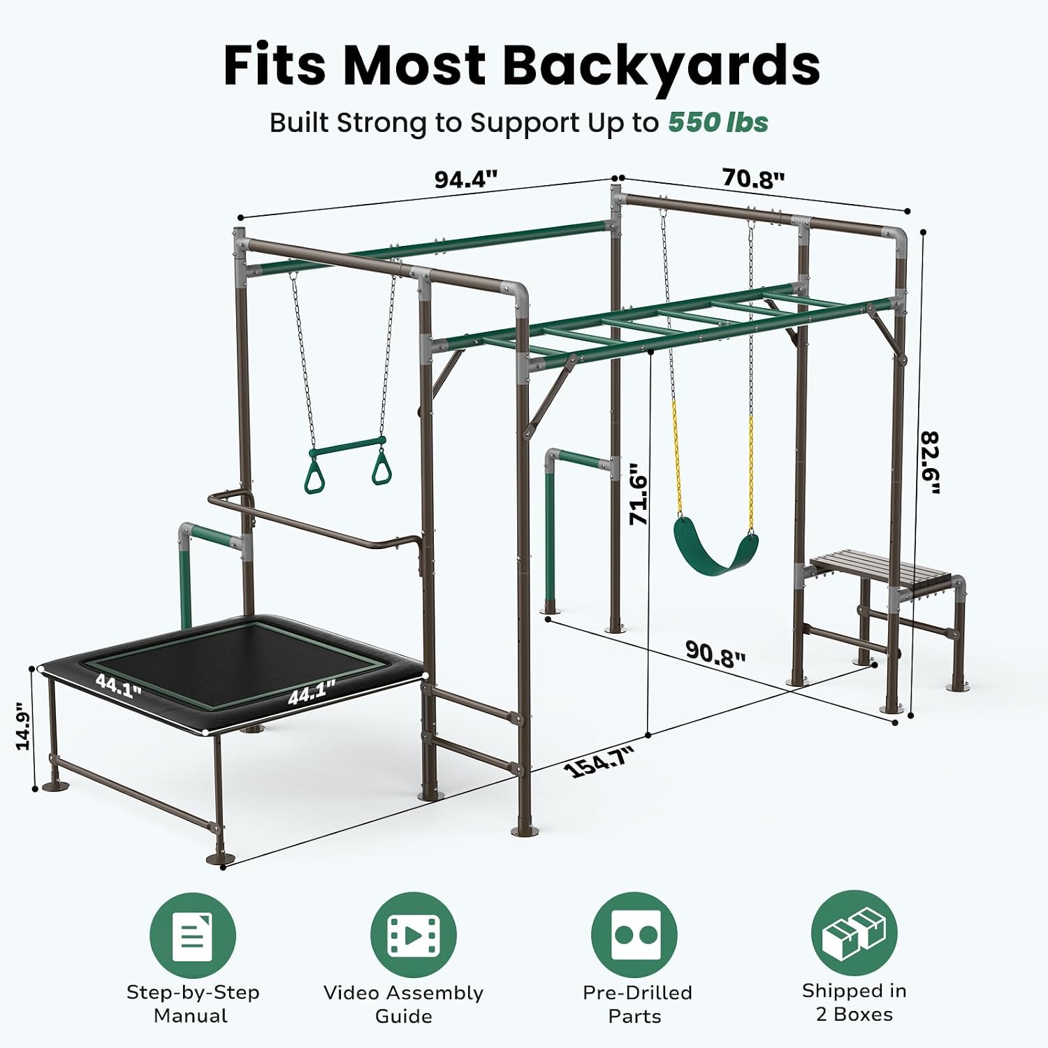 Outdoor Jungle Gym with Monkey - Kids Outdoor Jungle Gym 评论和价格