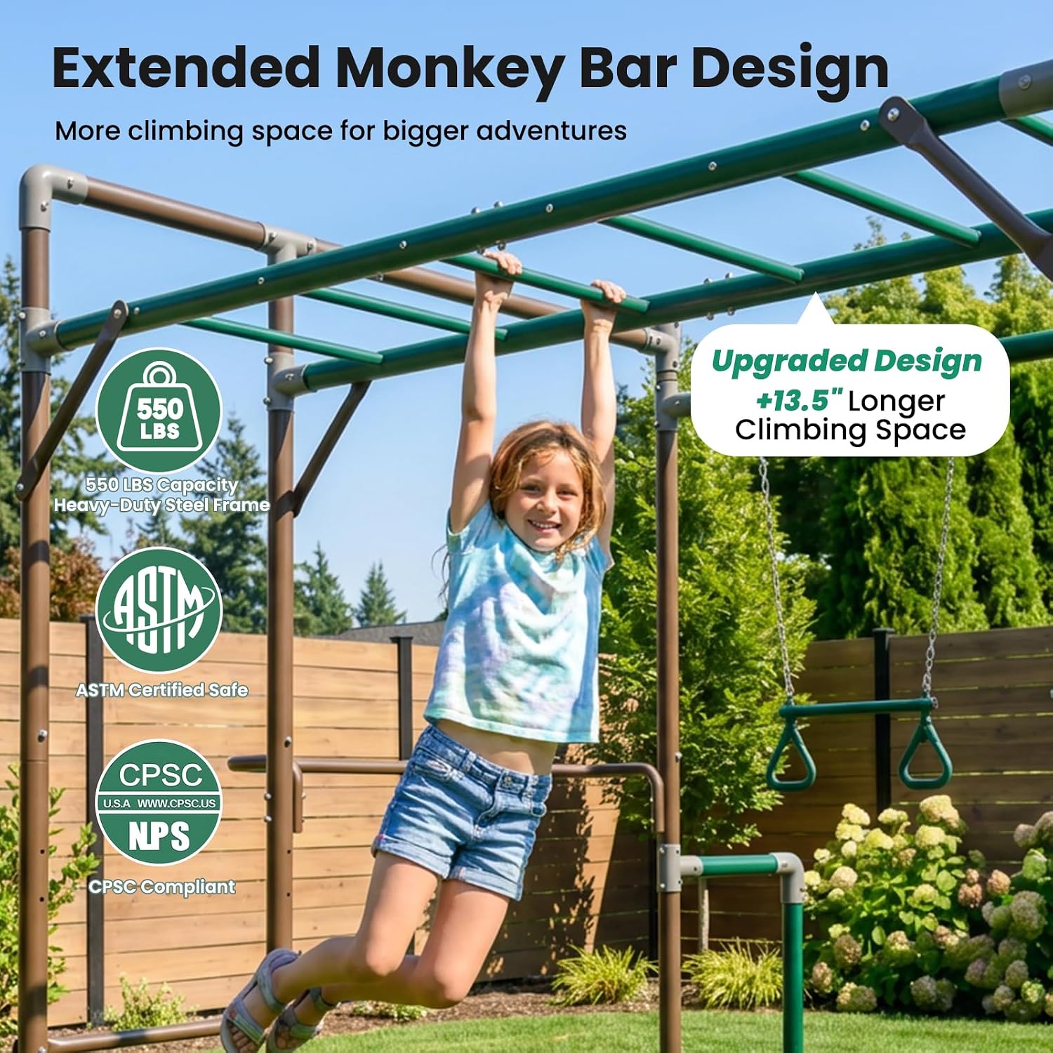 Outdoor Jungle Gym with Monkey - Kids Outdoor Jungle Gym 评论和价格