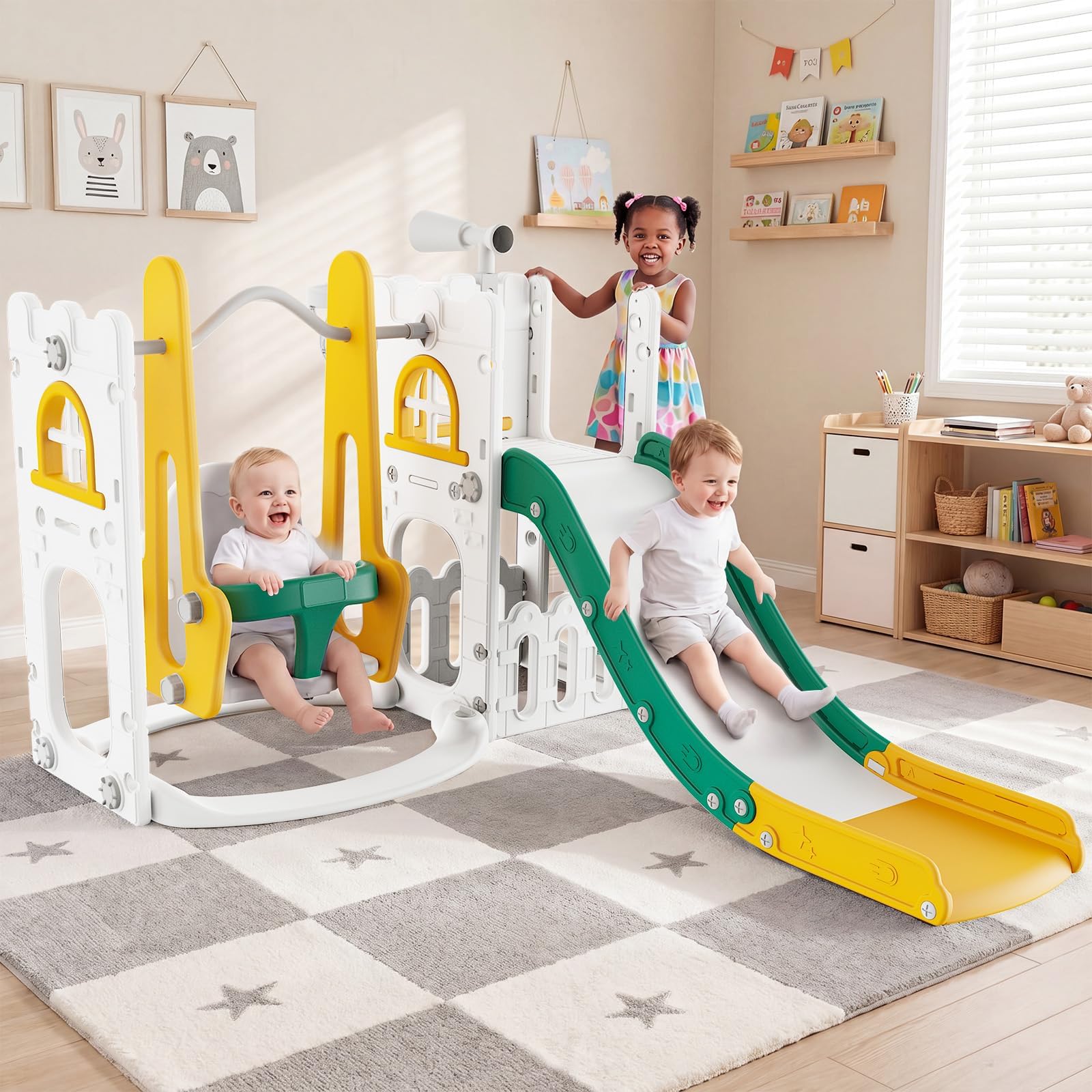 7 in 1 Toddler Slide And Swing - Kids Outdoor Swing Set With Slide 评论和价格
