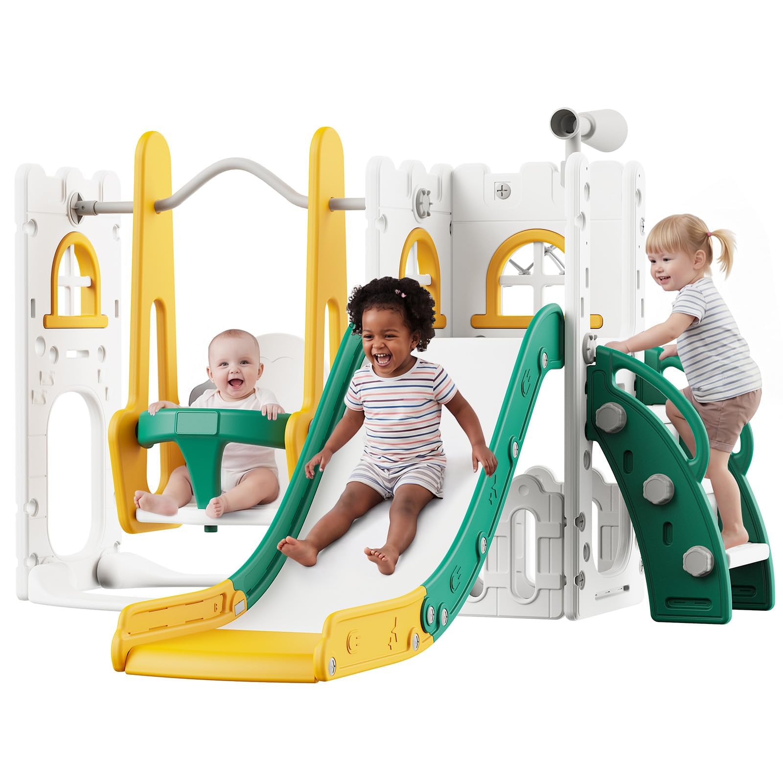 7 in 1 Toddler Slide And Swing - Kids Outdoor Swing Set With Slide 评论和价格