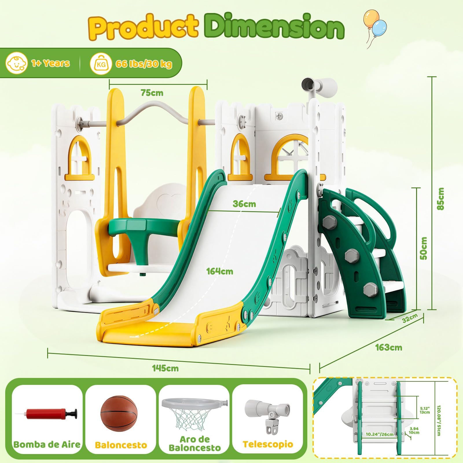 7 in 1 Toddler Slide And Swing - Kids Outdoor Swing Set With Slide 评论和价格
