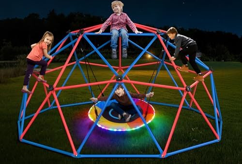 Clim Dome Swing Set with LED S - Kids Outdoor Jungle Gym 评论和价格