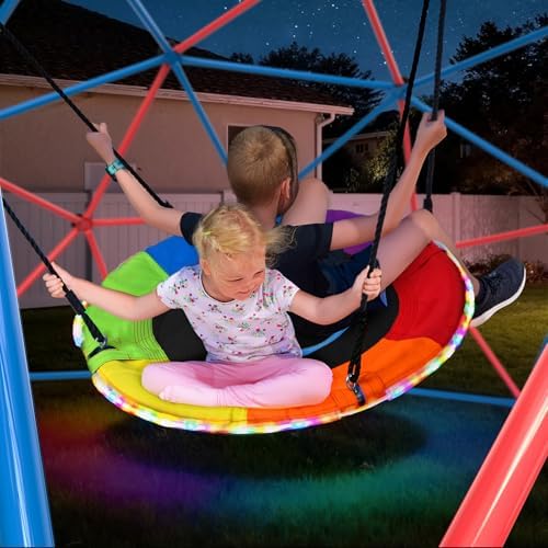 Clim Dome Swing Set with LED S - Kids Outdoor Jungle Gym 评论和价格