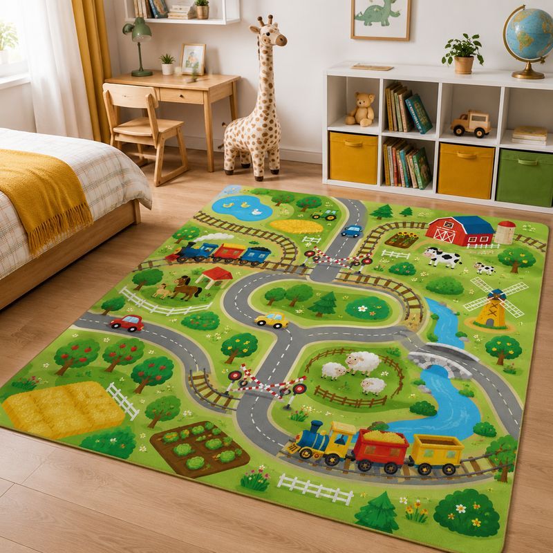 VIKAMA Kids Farm Zoo Play Rug  - Kids Outdoor Activity Centre 评论和价格