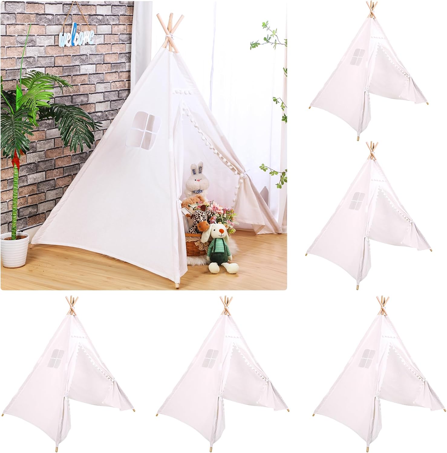 Windyun 6 Pcs Kids Teepee Tent - Kids Outdoor Tent 评论和价格