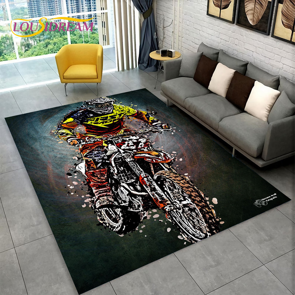 3D Motorcycle Racing Area Rug  - Kids Outdoor Play Area 评论和价格