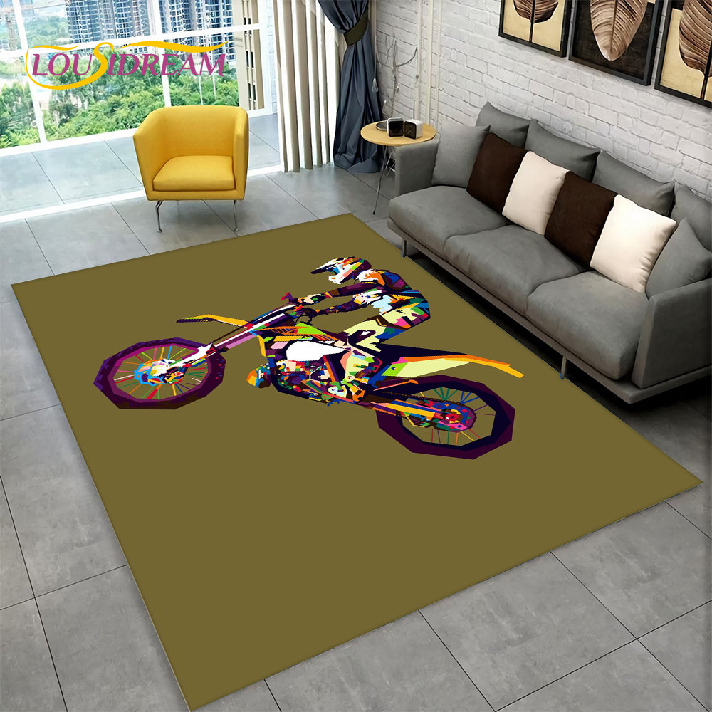 3D Motorcycle Racing Area Rug  - Kids Outdoor Play Area 评论和价格