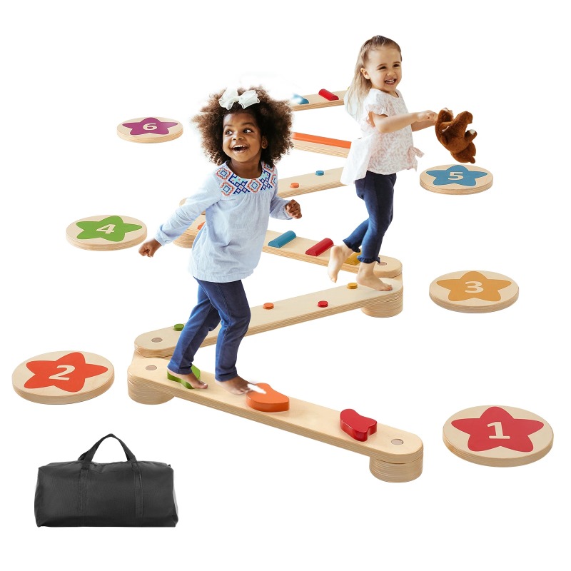 6 PCS Balance Beam Stepping St - Kids Outdoor Balance Beam 评论和价格