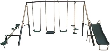 view Outdoor Play Kids Metal B - Kids Outdoor Swing Set With Slide 评论和价格