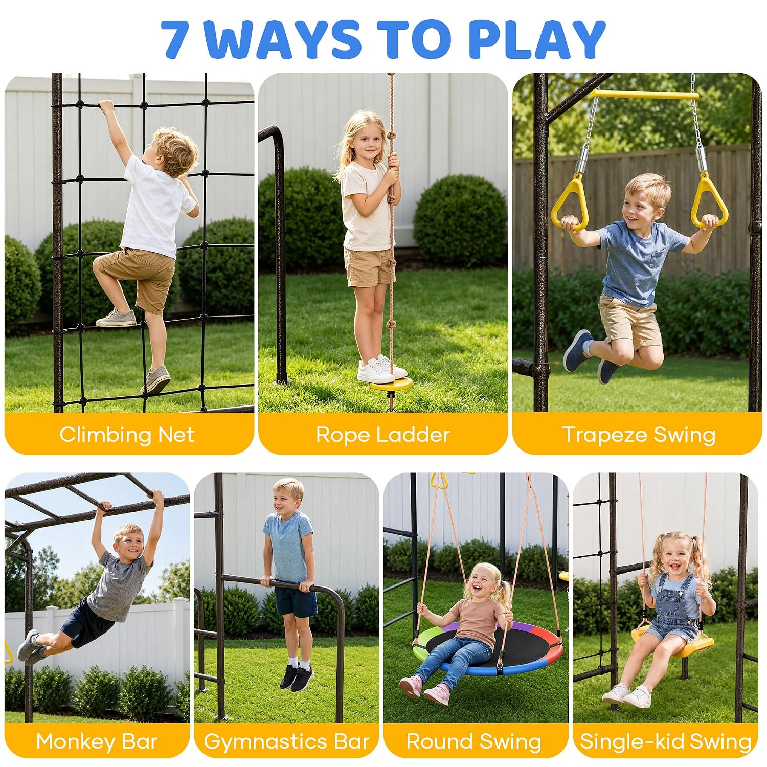 7-in-1 Outdoor Jungle Gym Monk - Kids Outdoor Jungle Gym 评论和价格