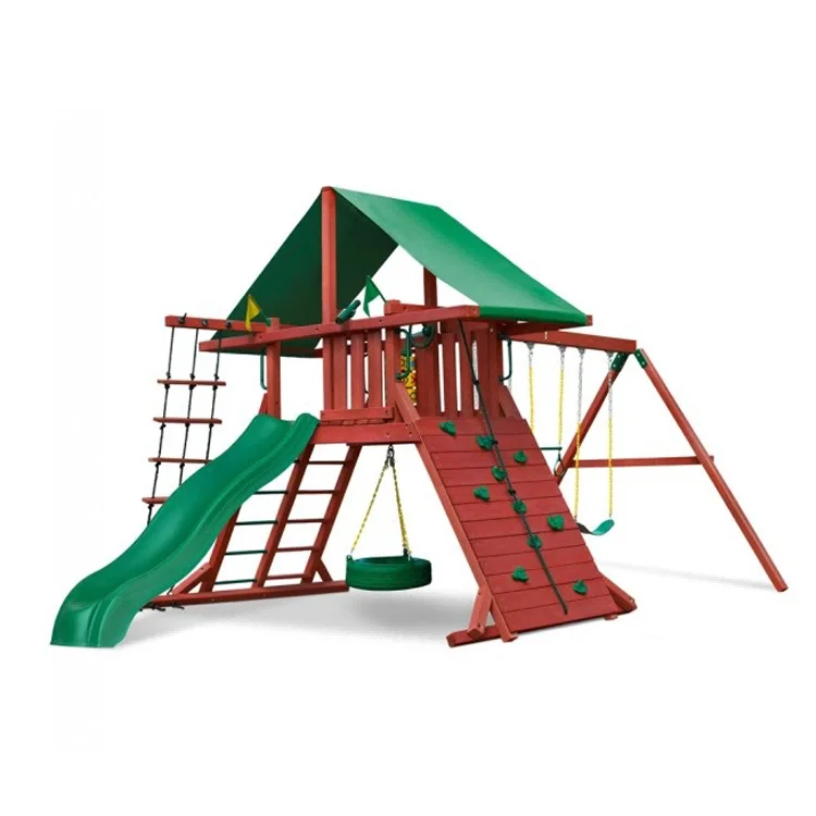 2026 Outdoor Wooden Small Play - Kids Outdoor Swing Set With Slide 评论和价格