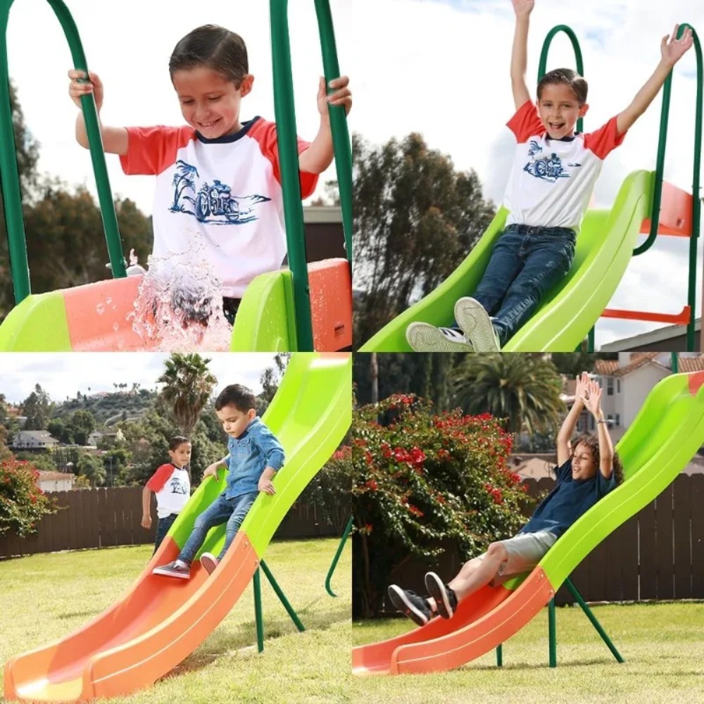 Patio Umbrellas-Playground Sli - Kids Outdoor Swing Set With Slide 评论和价格