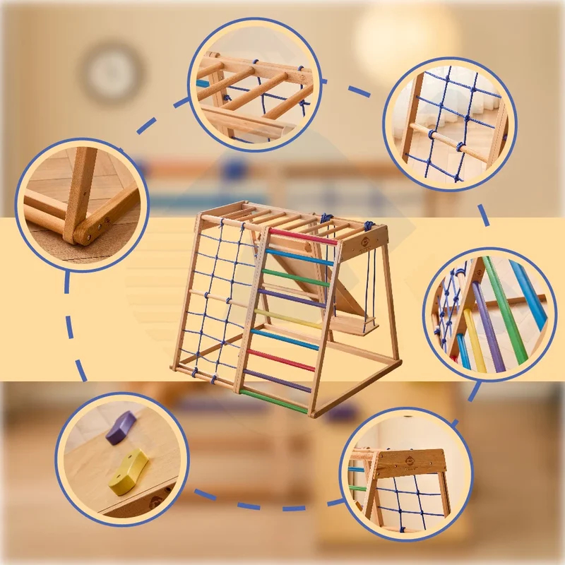 Wooden Climbing Frame Indoor P - Kids Outdoor Swing Set With Slide 评论和价格