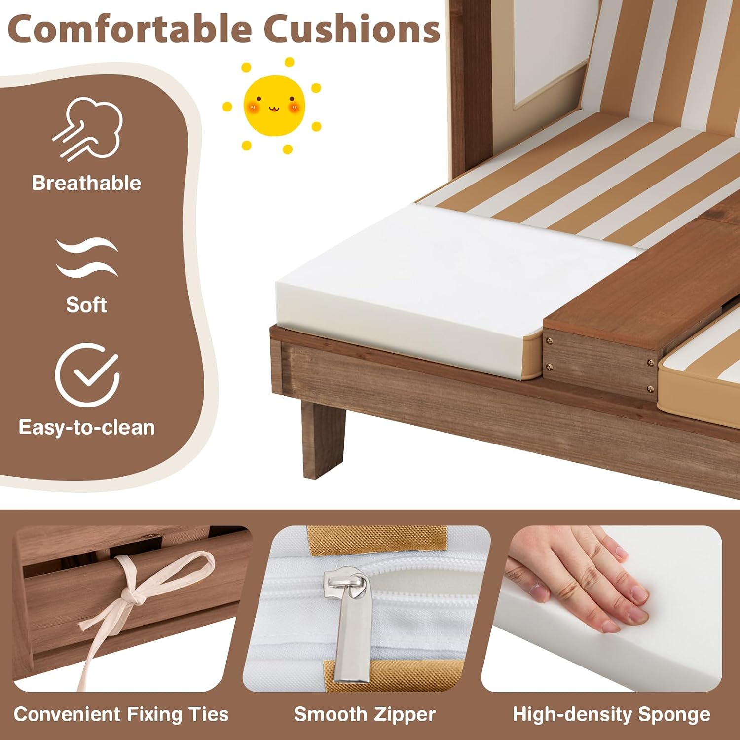 Wood Double Kids Chaise Lounge - Kids Outdoor Lounge Furniture 评论和价格