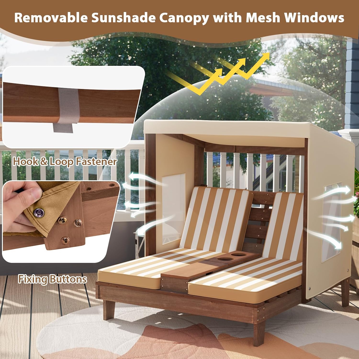 Wood Double Kids Chaise Lounge - Kids Outdoor Lounge Furniture 评论和价格
